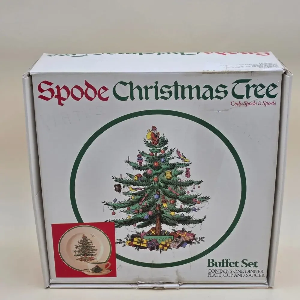 Spode Christmas Tree 3-piece Buffet Set England Earthenware Original Box Vintage